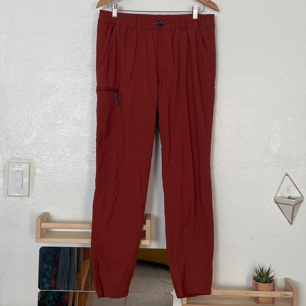 REI Co-op Mens Trail Joggers Rust Red Hiking Pants Size Large Elastic Waist